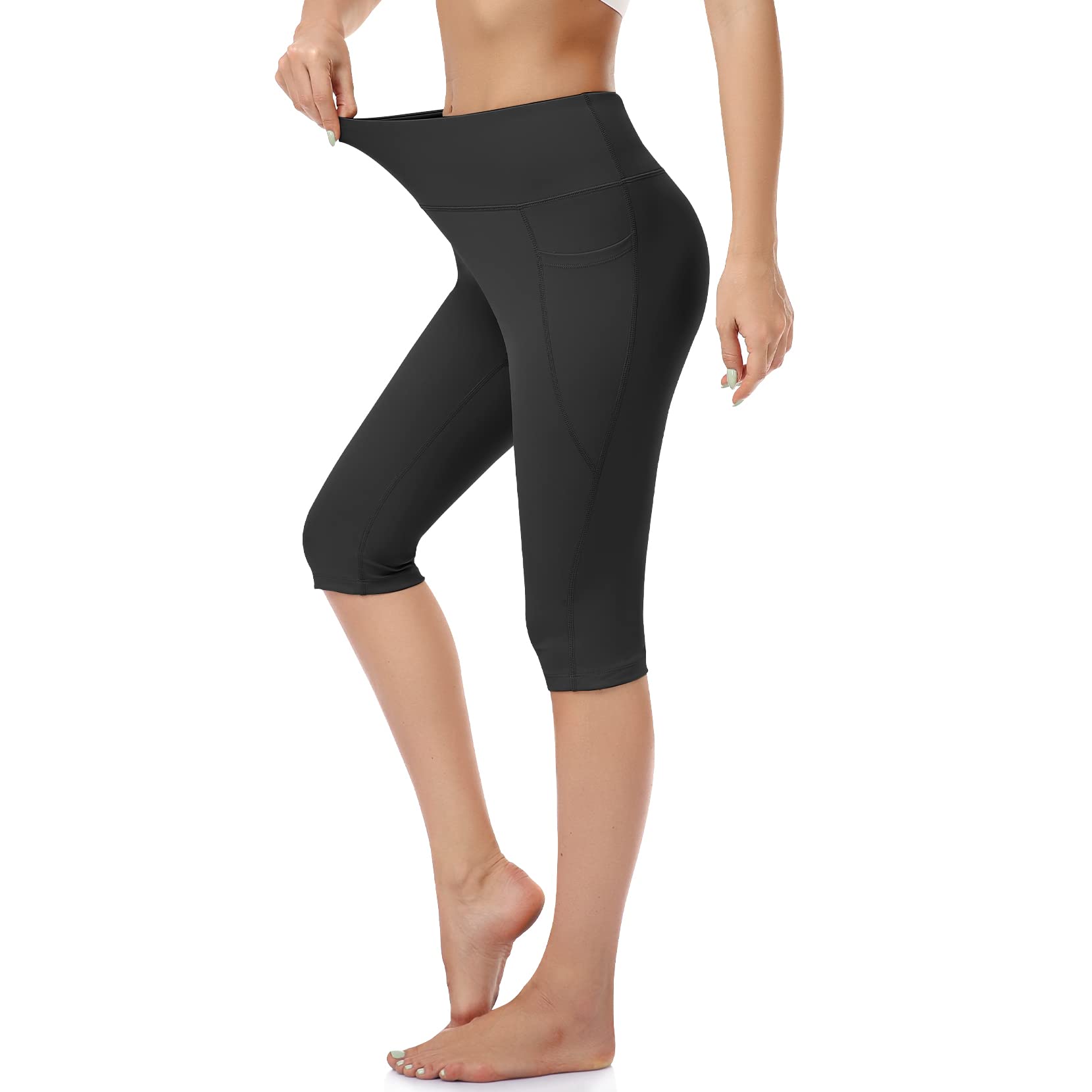 RIMLESS 7 Women's Leggings with Pockets High Waist Cotton Yoga Pants Workout Running Athletic Capris