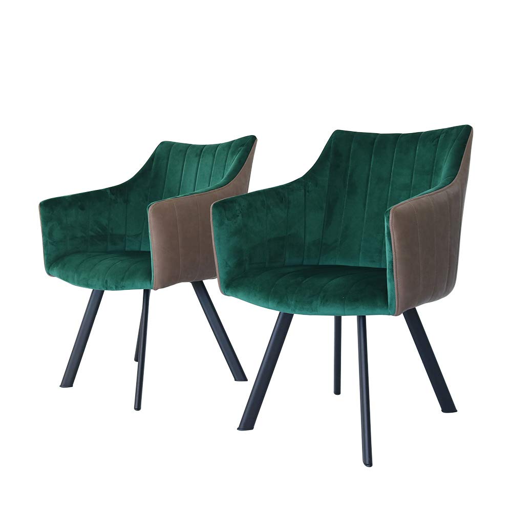 Amazon｜NOVICE ダイニングチェア 2脚セット 肘付き おしゃれ グリーン