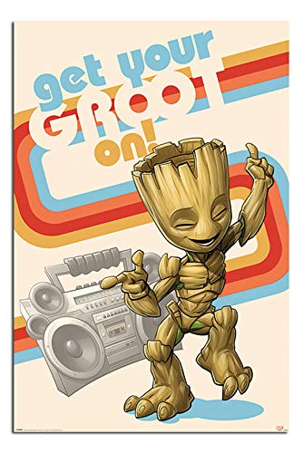 Guardians Of The Galaxy Get Your Groot On Poster Satin Matt Laminated - 91.5 x 61cms (36 x 24 Inches)