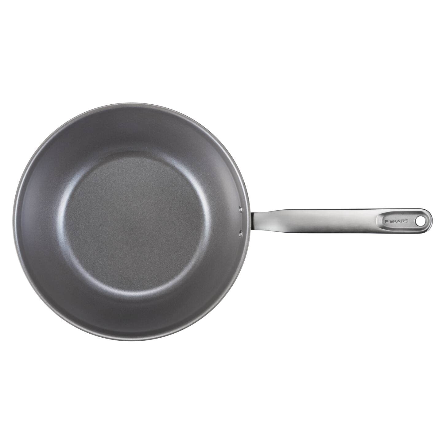 Fiskars Padella Wok, Ø 28 cm / 4,5 L, Padella Rivestita, Adatta per Tutti i Piani Cottura, Acciaio Inox Riciclato, All Steel, Argento, 1064747