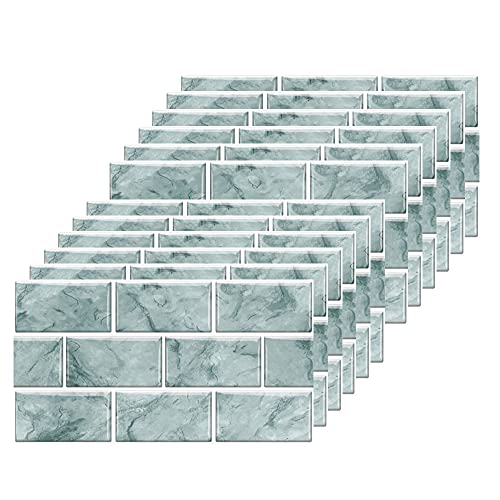 Green Brick Tile Stickers for Bathroom, Kitchen, Waterproof Vinyl...