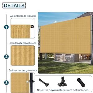 Coarbor 16×12 outdoor pergola universal replacement shade cover canopy with grommets weight rods shade screen panel for patio deck backyard gazebo pergola porch sand  urban country home decor