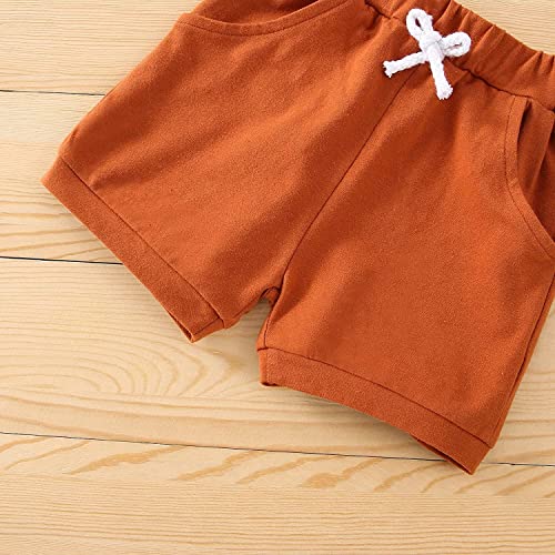 Image of BeQeuewll Toddler Baby Boy Easter Outfit Letter Bunny Print Short Sleeve T-Shirt and Shorts Summer Clothes Set