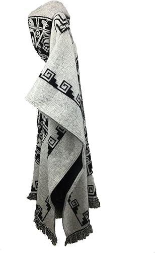 Miniatura 3 de Poncho mexicano sarape con capucha para hombres, estilo vintage, azteca, hippie, a rayas, occidental, manta poncho suéter sin mangas, disfraz de capa