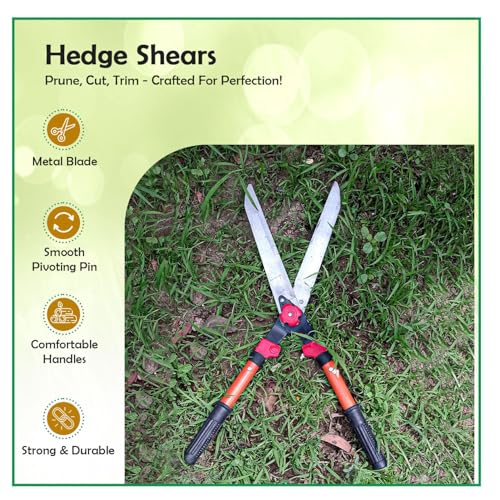 Image of A to Z Hub Pack of 4 Include Gardening Hedge Shear, Curved Pruner, Grass Remover Weeder and Lawn Remover,Teeth Hand Cultivator (Model 3)