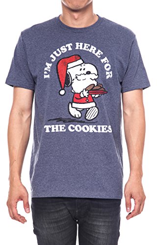 Peanuts Mens T-Shirt Snoopy Christmas Graphic Print Heather Tee