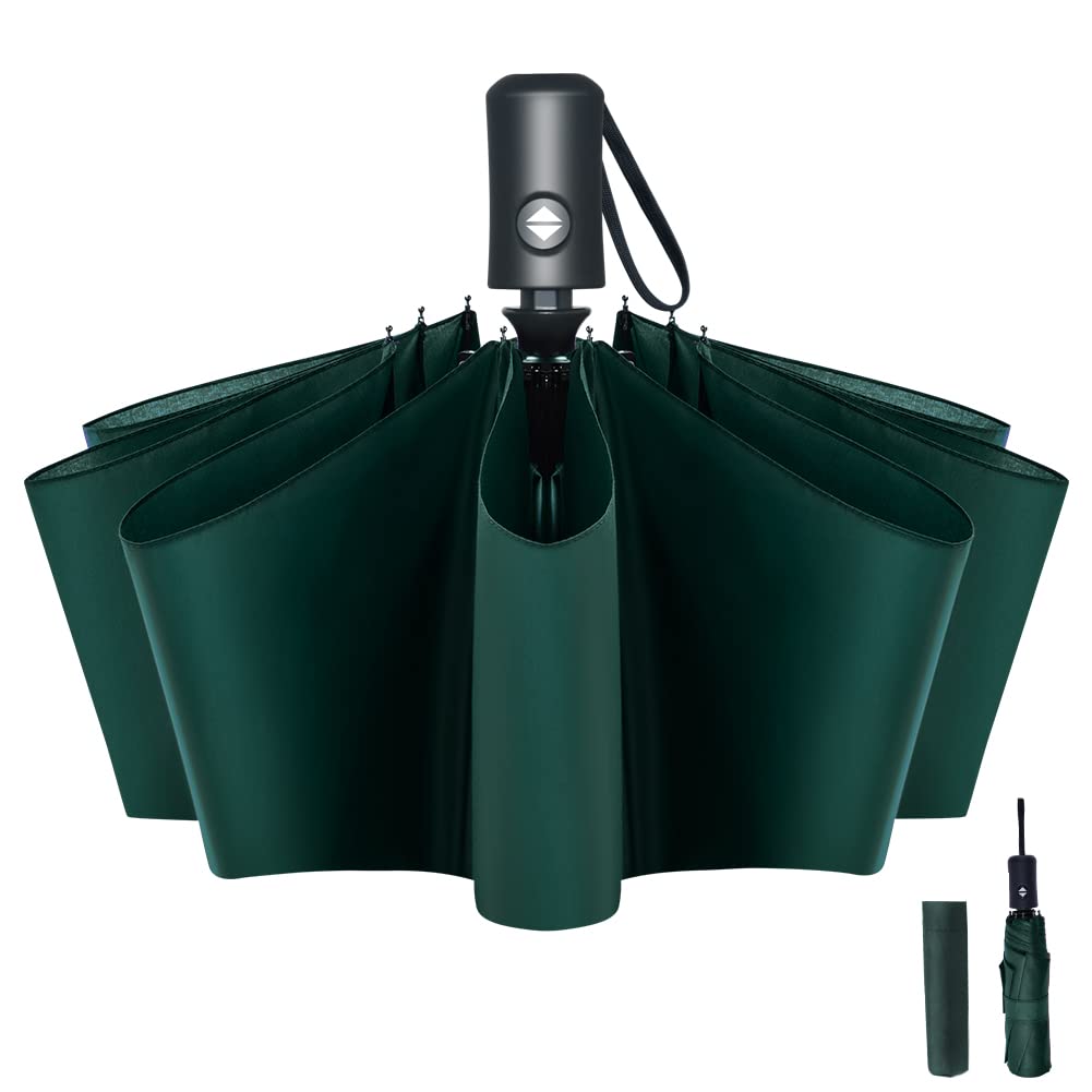 Vicloon Ombrello Pieghevole Compatto Anti-Tempesta, Ombrello Antivento Automatico per Uomo, Ombrello Portatile Automatico Pieghevole Compatto Resistente Leggero con 8 Stecche Rinforzate in Teflon
