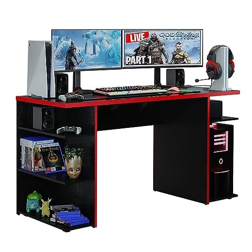 Mesa para Computador Gamer Madesa 9409 - Preto/vermelho