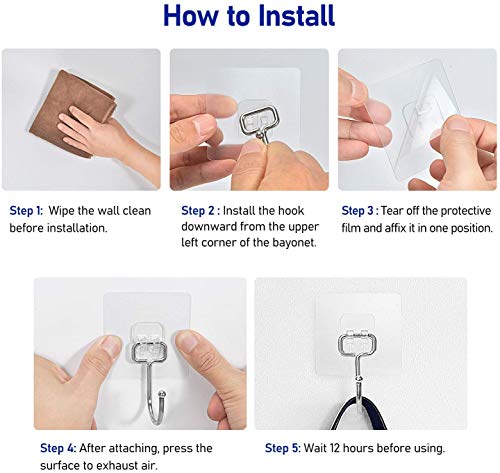 Image of JIALTO 10 PCS Large Adhesive Hooks 22Ib(Max), Waterproof and Rustproof Wall Hooks for Hanging Heavy Duty, Stainless Steel Towel and Coats Hooks to use Inside Kitchen, Bathroom, Home and Office
