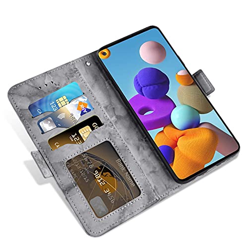 Asuwish Compatible With Samsung Galaxy A21S Case And Tempered Glass Screen Protector Cover Accessories Card Holder Kickstand Flip Marble Wallet Phone Cases For Glaxay Galaxies A 21S Galaxya21S Black #TOP3