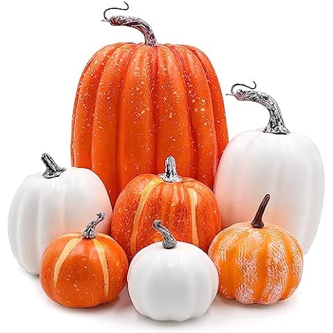 ADQUATOR 7pcs Artificial Pumpkins for Autumn Cover