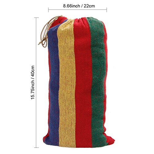 P-Plus-International-Outdoor-Camping-Canvas-Fabric-Portable-Garden-Hammocks-Striped-Ultralight-Beach-Swing-Bed-with-Strong-Rope-280-x-100-cm-RedCottonPolyester