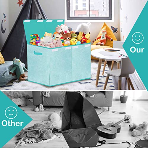 Pantryily Toy Storage Bins,Large Toy Box Chest With Lids,Foldable Stuffed Animal Toy Organizers And Storage With Sturdy Handles For Kids,Girls,Boys,Nursery,Playroom 24.5"X13"X16"(Green) #TOP2