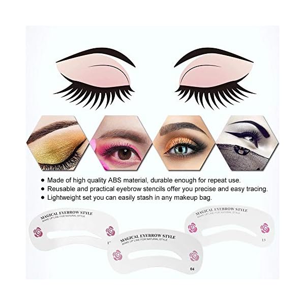 24 PCS Eyebrow Shaping Stencils, Kalolary Eyebrow Grooming Stencil Kit Shaping Templates DIY Tools for Eyebrows Shaping