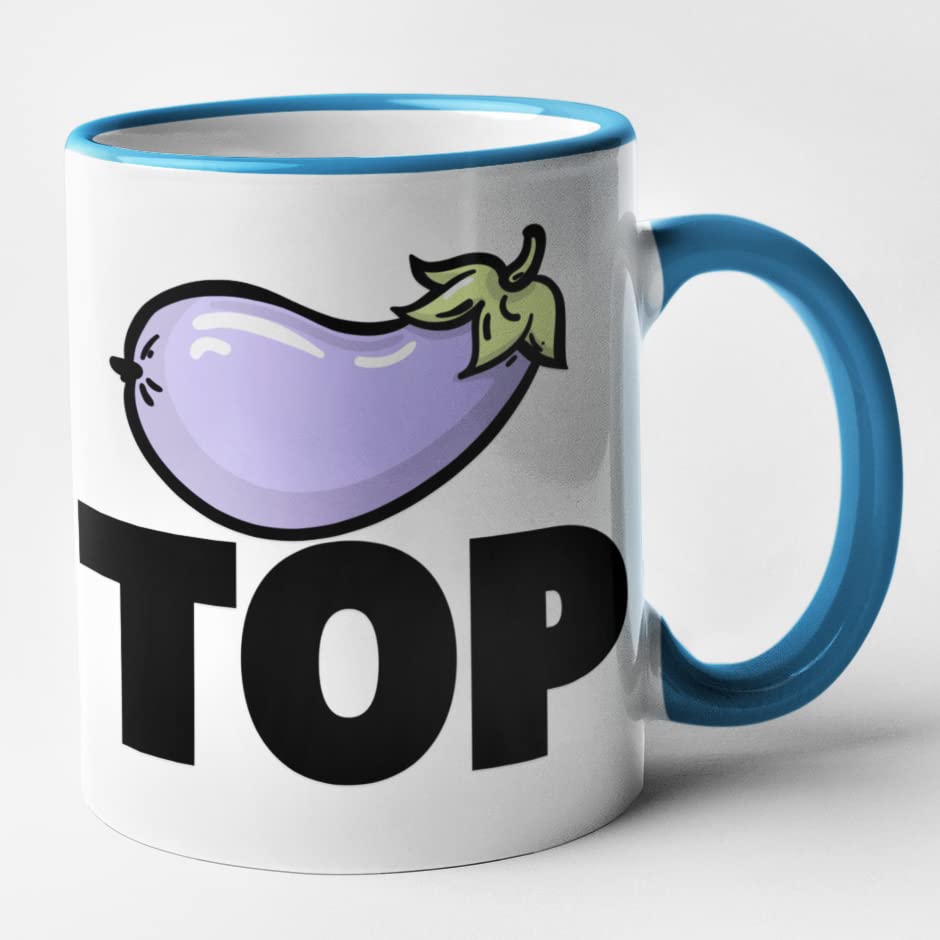 Funny Gay Couple Mugs - Top & Bottom Gift Set of 2 Mugs (Blue) - Image 2