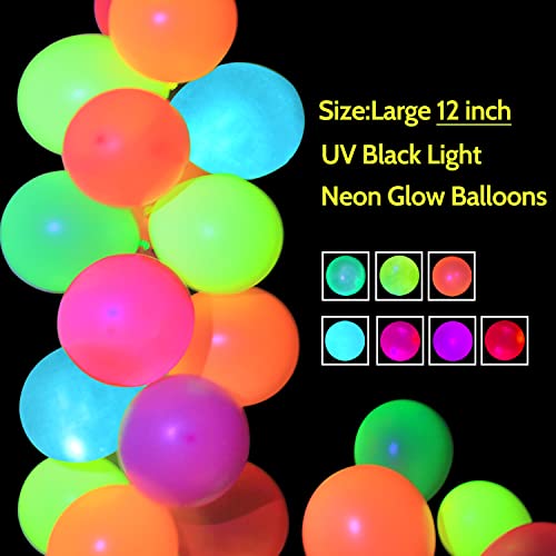 Welittcon 1123BA 110 Pieces Uv Neon Balloons Glow In The Dark Balloons Neon Party Supplies Black Light Balloons For Glow Party Helium Fluorescent Latex Neon Balloons thumb #2
