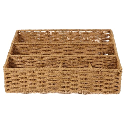 FUNOMOCYA Boho Style Magazine Rack Organizer Mail Organizer Countertop Woven Storage Basket for Home