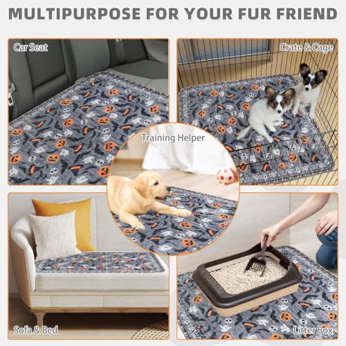Image of KOOLTAIL Washable Pee Pads for Dogs, 2 Pack Halloween Pet Mats, Super Absorbent Reusable Puppy Training Pads Waterproof,Nonslip Leak-Proof Dog Pee Pad,Large Whelping Pads for Floor,Crate,Couch,36 inch*41 inch