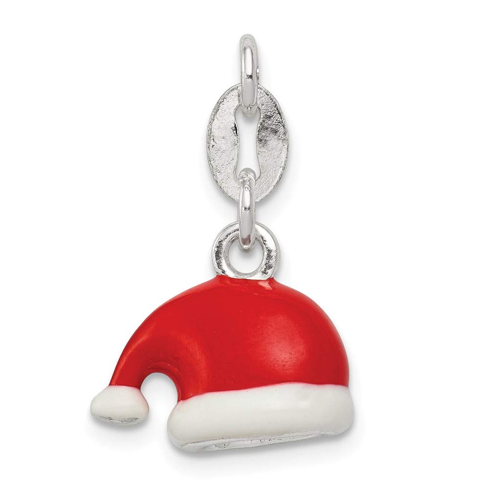 925 Sterling Silver Enamel Santa Hat Pendant Charm Necklace Special Occasion Holiday Fine Jewelry For Women Gifts For Her