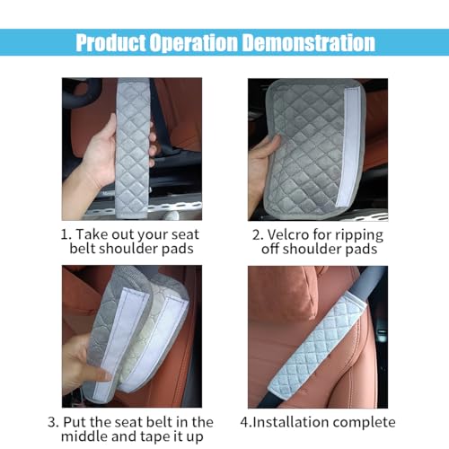 Image of JOYCOURT 2PCS Universal Car Seatbelt Pad Cover, Long Crystal Velvet Shoulder Cover Kit for Adults and Children, Helps Avoid Friction on Shoulder and Neck, Fits All Cars and Packs
