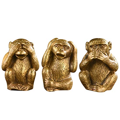 Estatua de tres monos en latón para escritorio