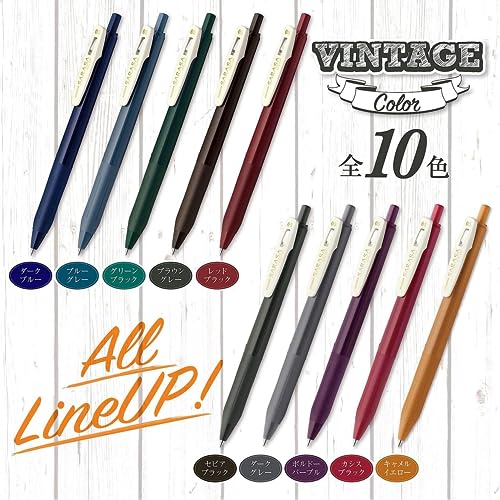 Image of Zebra Jj15-10C-Vi-Vi2-Az Sarasa Clip Gel Ballpoint Pen,0.5,Vintage,10 Colors,Multicolor