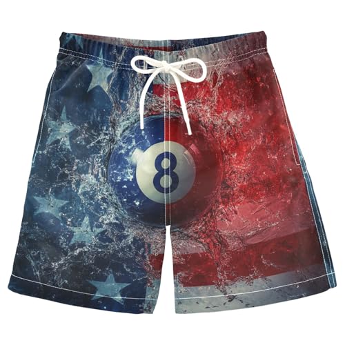Jucciaco Boys Beach Board Shorts America Billiard Ball Swim Trunk Teen Swimwear Multicolor