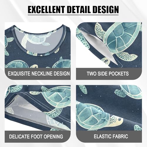 ALAZA Turtles Blue Pajama Set Short Sleeve Sleepwear Soft Lounge Nightwear4