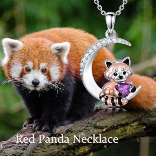 Image of PROESS Animal Birthstone Necklace 925 Sterling Silver Otter /Axolotl /Hippo /Elephant /Dachshund /Monkey /Red Panda Pendant Necklace Animal Birthstone Jewelry Gifts for Women