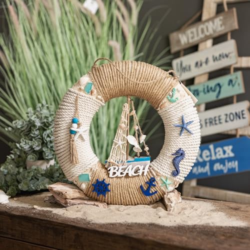 Rettungsring Beach Ø 36cm Wand-Dekoration Meeresdeko zum aufhängen Mediterran Tür-Deko Maritim Rettungsring Beach Ø 36cm Wand-Dekoration Meeresdeko zum aufhängen Mediterran Tür-Deko Maritim