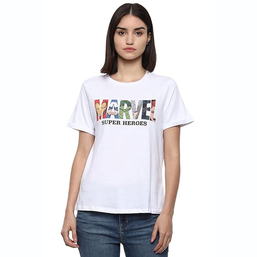 Marvel Printed Women Round Neck T Shirt Casual Wear Half Sleeves (Pack of 1)-image-0
