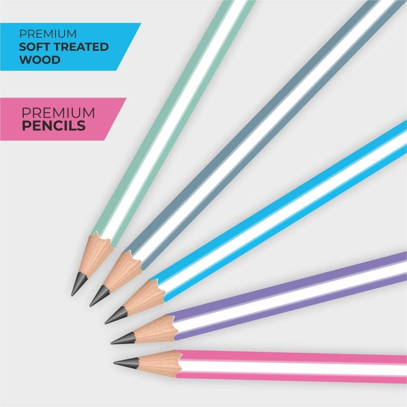 Image of Hauser Xo Super Dark Pencils Tumbler Pack | Attractive Pastel Colors Body | Ergonomic Hexagonal Body With 2.4mm Leads | Multicolor Body, 50 Pcs Stand