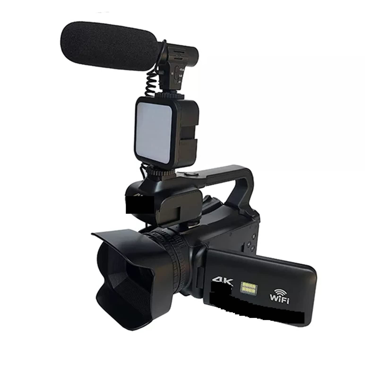 Caméra de Diffusion en Direct 64MP Caméscope numérique 4K Webcam 18X Rotation Écran Tactile Enregistreur vidéo Vlog Zoom 18X(NO SD Card,with Light MIC)