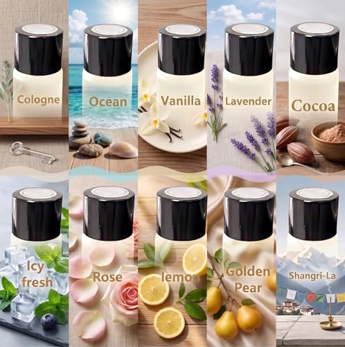 Image of Car Air Freshener Refills-Set of 10 (10 ml each), Universal Fit for Air Vent Smart Car Fresheners(Cologne+Ocean+Vanilla+Lavender+Cocoa+Icy fresh+Rose+lemon+Golden Pear+Shangri-La)