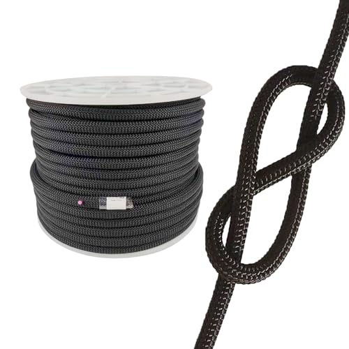 FUEMEILY UIAA Static Climbing Rope 10.5mm, 45M(150FT) Nylon Kernmantle Rappelling Rope for Survival Rescue Cord Rock Mountaineering Climbing Hauling
