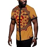 African Men`s Shirts Dashiki Tops Print Shirt Blouse Short Sleeve Button Pocket Slim Fit 345X 5XL