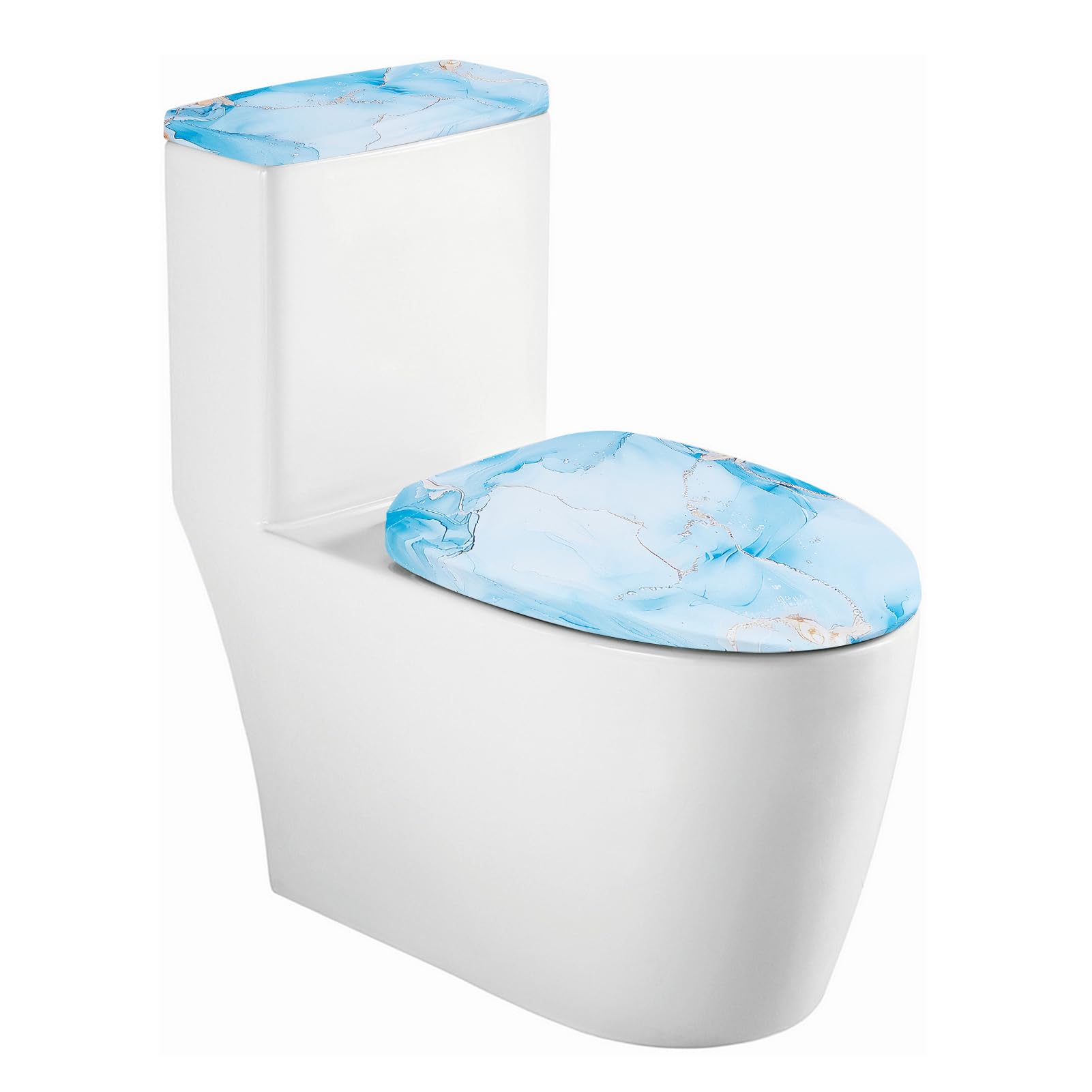 NICENEEDED Blue Marble Print Toilet Lid and Seat Protector Cover, Bathroom Toilet Tank Lid Covers Stretch Toilet Covers Set