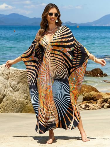 Women 2025 Summer Kaftan Dresses Plus Size Bathing Suit Cover Up Moo Moos Beach Dress for Swimwear Caftan Dress2