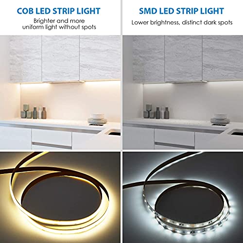 Image of One94Store COB LED Strip Light 5 Meter Flexible Tape Light Flexible Cuttable Waterproof Fall Ceiling Light for Mirror, Ceiling, Kitchen, Room with Adaptor /Driver Warm White(Pack of 1, 120 /Meter)