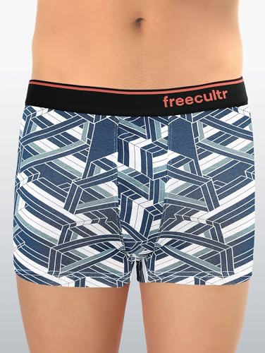 Image of Freecultr Men's Tipline Cotton Trunk Stretch Printed Trunks with Stylish Waistband | Breathable Innerwear for All-Day Comfort