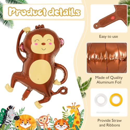 Yothorn YO6542 6 Pcs Safari Balloons,Jungle Safari Animals Foil Balloons,Giant Zoo Animal Balloons Zebra Elephant Monkey Lion Giraffe Leopard Shaped Animal Balloons For Zoo Wildlife Theme Birthday Party Decorations thumb #4