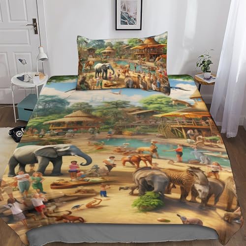 Linge de lit Zoo impression 3D de literie avec housse de couette luxe