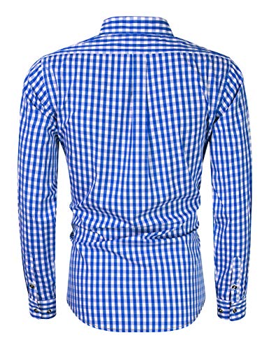 GloryStar Men's German Bavarian Oktoberfest Button Down Dress Shirts Slim Fit Plaid Shirt for Lederhosen4