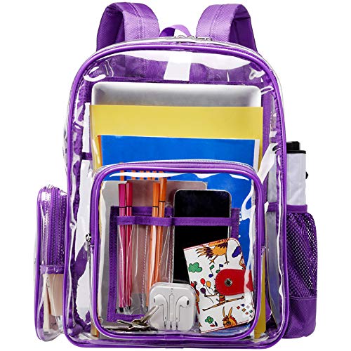 Up To 40% OFF Clear Backpack, Cambond Transparent School Backpack with Reinforced Straps Heavy Duty PVC See Through Backpack for College (Purple)