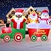 7 FT Long Christmas Inflatables Train Outdoor Decoration, Christmas Blow Up Yard Decor with Black Santa Claus Driving Snowman & Elf Built-in LED Lights for Xmas Party Holiday Outdoor Garden Lawn Decor