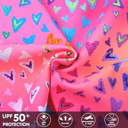 Image of XFGIRLS Girls 2-Piece Swimsuit Long Sleeve Rash Guard Set Toddler 6M-8Y | UPF 50+ blocks 98% UV, Quick-dry, Easy on /off, Bright colors stand out, Machine wash, Breathable, Beach, swim, water park