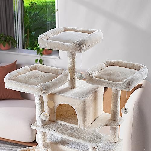 Árbol para gatos grande multi-niveles 68 pulgadas beige miniatura 7