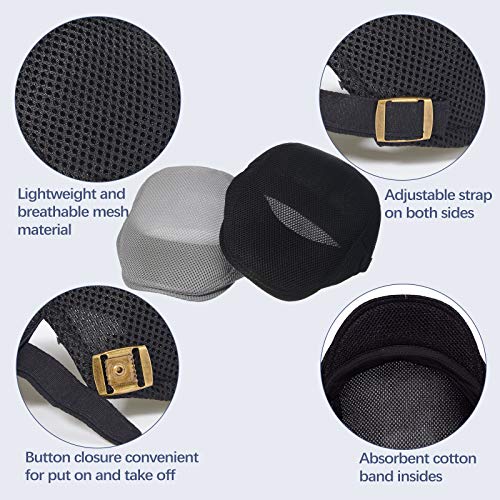 image for Geyoga 3 Pieces Mesh Newsboy Cap Mesh Breathable Summer Cap Adjustable