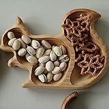 Wooden Nut Snack Bowl, Storage Serving Dish, Squirrel Shape, Dish Pistachio and Shells Holder, Pedestal Tray and Sunflower Seeds, Walnuts House Warming Hostess Gifts