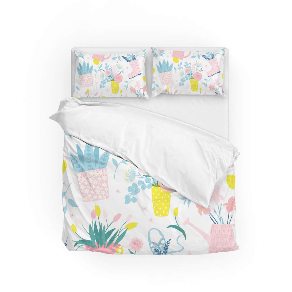 Taie d'oreiller et housse de couette : l'ensemble de lit complet motif floral facile à entretenir